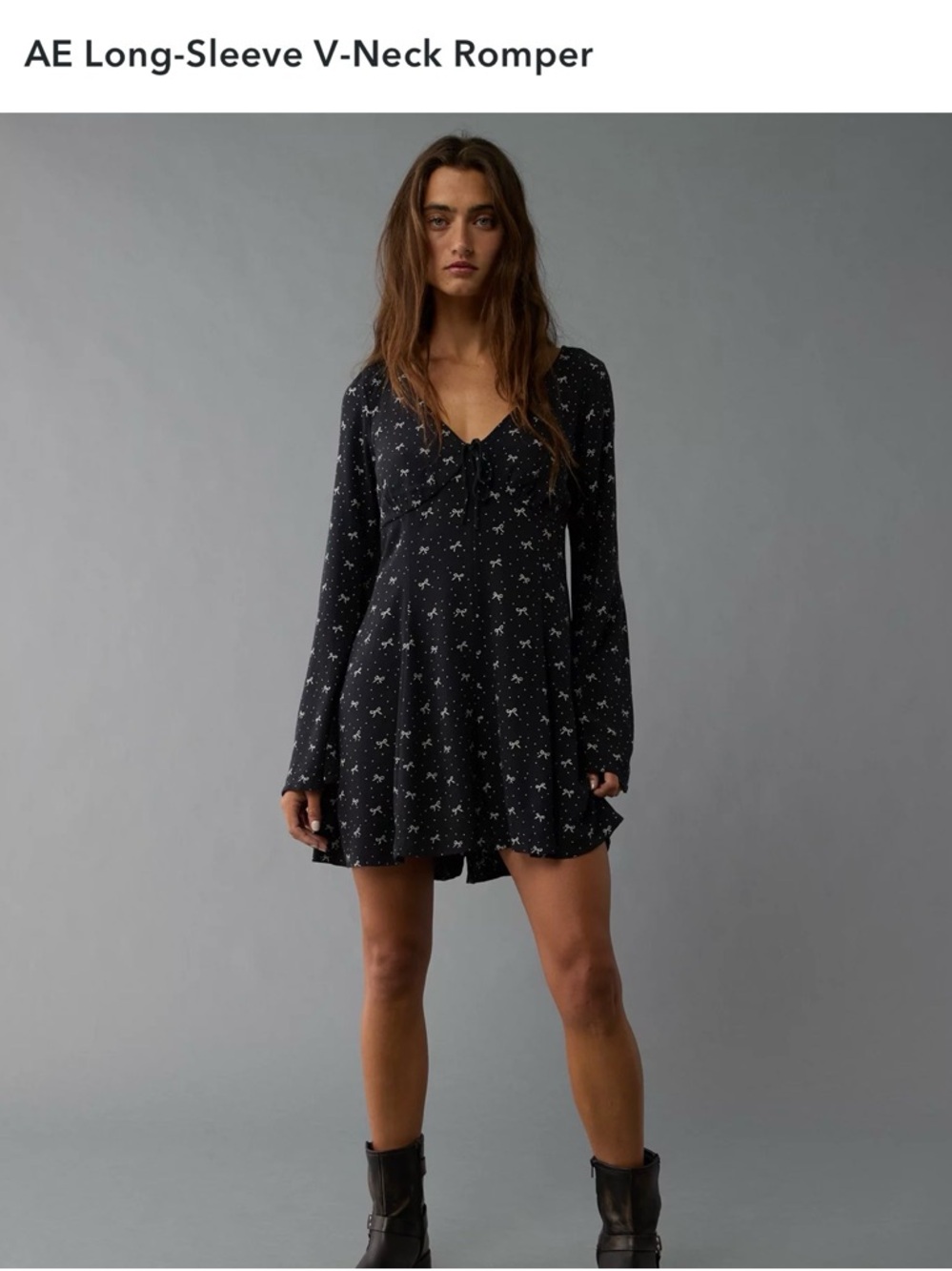 American Eagle Outfitters Long-Sleeve V-Neck romper